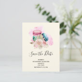 マカロンと花の水彩保存日 インビテーションポストカード (スタンド正面)