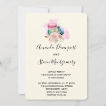 マカロンと花の水色結婚の