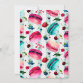 マカロンと飾り枠の誕生茶 招待状 (裏面)