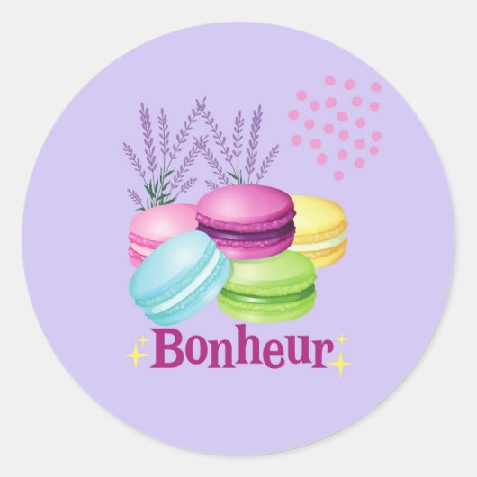 マカロンの幸せ Bonheur ラウンドシール (正面)