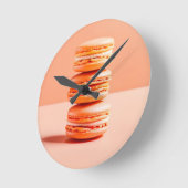 マカロンの桃のうねり ラウンド壁時計 (傾斜)