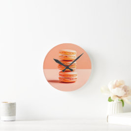 マカロンの桃のうねり ラウンド壁時計