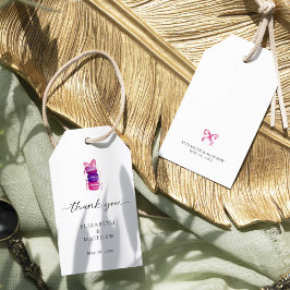 マカロンエレガントピンクボウコケット結婚ズ ギフトタグ