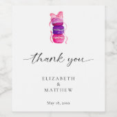 マカロンエレガントピンクボウコケット結婚ズ ワインラベル (シングルラベル)