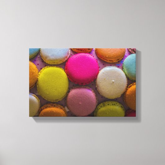 マカロンカラフルおいしいデザ焼いたート キャンバスプリント (正面)