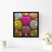 マカロンカラフルおいしいデザ焼いたート スクエア壁時計 (ホーム)