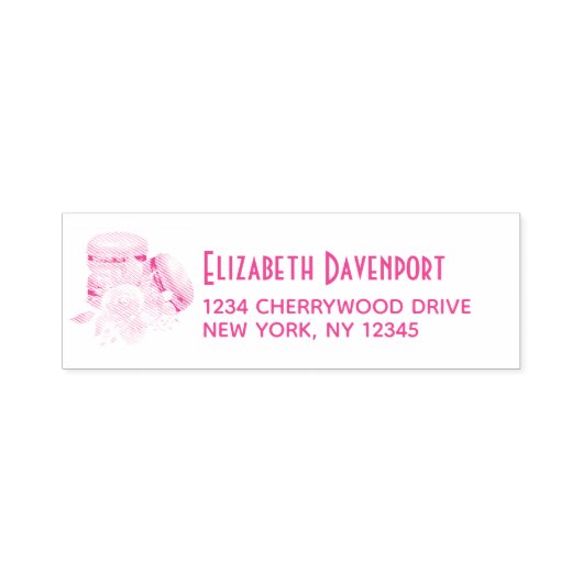 マカロンカラフルと花のデザート セルフインキングスタンプ (デザイン)