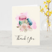 マカロンカラフルと花の水彩ありがとう カード (黄色い花)