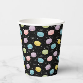 マカロンカラフルカップ用ブラックの紙パターン 紙コップ
