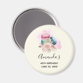 マカロンカラフル花水色誕生日 マグネット (正面/裏面)