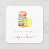 マカロンカラフルQrコードソーシャルメディアベーカリーかわいい スクエア名刺 (正面)