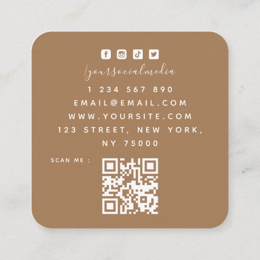 マカロンカラフルQrコードソーシャルメディアベーカリーかわいい スクエア名刺 (裏面)