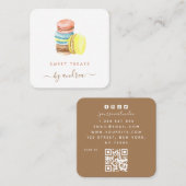 マカロンカラフルQrコードソーシャルメディアベーカリーかわいい スクエア名刺 (正面/裏面)