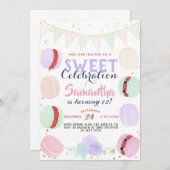 マカロンスイーツお祝い誕生日 招待状 (正面/裏面)