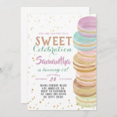 マカロンスイーツお祝い誕生日 招待状 (正面/裏面)