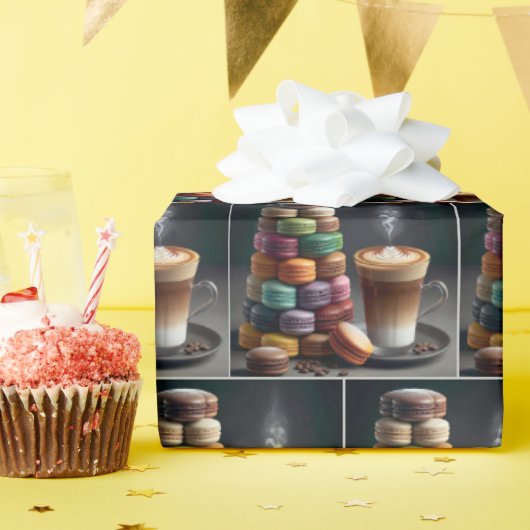 マカロンスタックラテ ラッピングペーパー (誕生日パーティー)