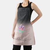 マカロンズブラックグリッターグラデーションバラ金ゴールド エプロン (インサイチュ)