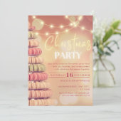マカロンツリーネオンライトピンククリスマスパーティー 招待状 (スタンド正面)