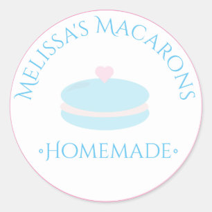 マカロンハートロゴステッカー 手作りベーカリー ラウンドシール