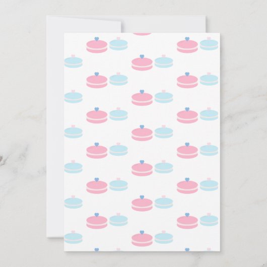 マカロンピンクブルージェンダーが彼または彼女を明らかにする 招待状 (裏面)