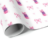 マカロンピンクボウコケット誕生日ブライダルシャワー ラッピングペーパー (ロールコーナー)