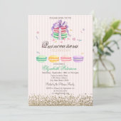 マカロンフェイク金ゴールドダイヤストライプのンセアニラ 招待状 (スタンド正面)