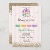 マカロンフェイク金ゴールドダイヤストライプのンセアニラ 招待状 (正面/裏面)