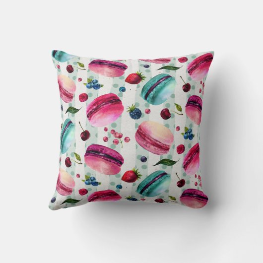 マカロンフランスのと果実と水玉模様 クッション (裏面)