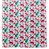 マカロンフランスのと果実と水玉模様 シャワーカーテン (正面)