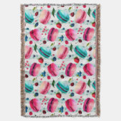 マカロンフランスのと果実と水玉模様 スローブランケット (正面縦)