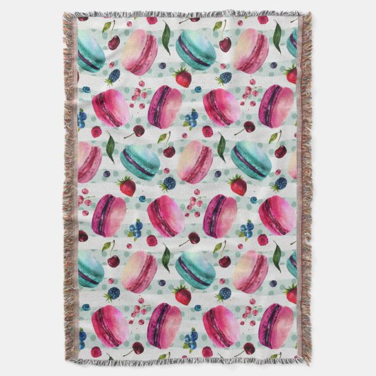マカロンフランスのと果実と水玉模様 スローブランケット (正面縦)