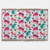 マカロンフランスのと果実と水玉模様 スローブランケット (正面)