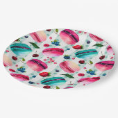 マカロンフランスのと果実と水玉模様 ペーパープレート (アングル)