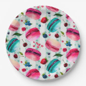 マカロンフランスのと果実と水玉模様 ペーパープレート (正面)