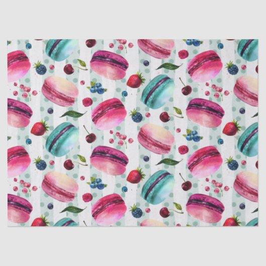 マカロンフランスのと果実と水玉模様 薄葉紙 (正面)