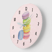 マカロンフランスのデザートパステルウォーターカラー ラージ壁時計 (傾斜)