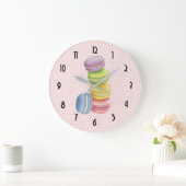 マカロンフランスのデザートパステルウォーターカラー ラージ壁時計 (ホーム)