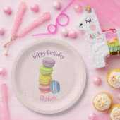 マカロンフランスのペストリー水玉模様ハッピーバースデー ペーパープレート (パーティー)