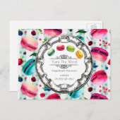 マカロンフランスのペストリー・イン・ウォーターカスタム・カラー ポストカード (正面/裏面)