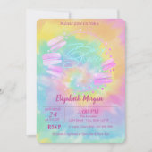 マカロンフランスの絞り染めベビーシャワー 招待状 (正面)