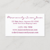 マカロンマカロンフランスの焼いたベーカリーバイクッキー 名刺 (裏面)