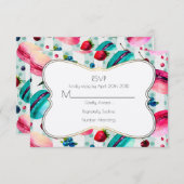 マカロン及び装飾枠RSVP 出欠カード (正面/裏面)