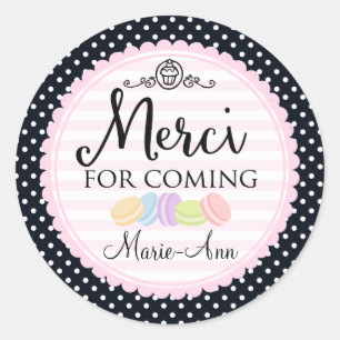 マカロン感謝していパーティーユーMerci 2inch円 ラウンドシール