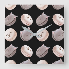 マカロン模様 スクエア壁時計