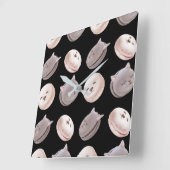 マカロン模様 スクエア壁時計 (傾斜)