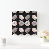 マカロン模様 スクエア壁時計 (ホーム)