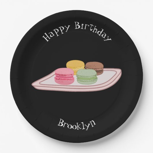 マカロン漫画イラストレーション ペーパープレート (正面)