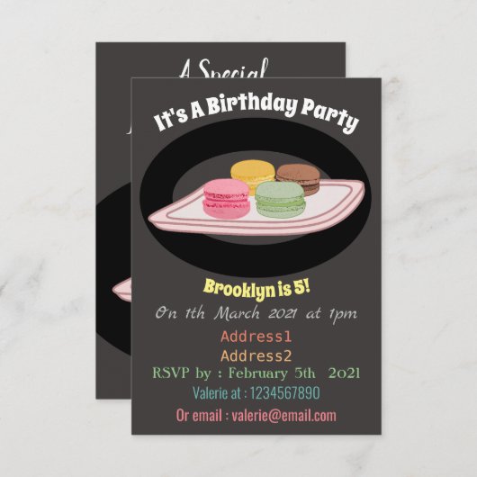 マカロン漫画イラストレーション 招待状 (正面/裏面)