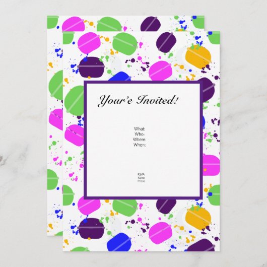 マカロン紙吹雪招待状- パーソナライズされた 招待状 (正面/裏面)