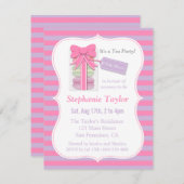 マカロン茶パーティー赤ちゃんシャワー、ピンクと紫 招待状 (正面/裏面)